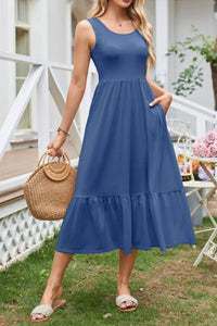 Buttercream Wide-Strap Tank Midi Dress