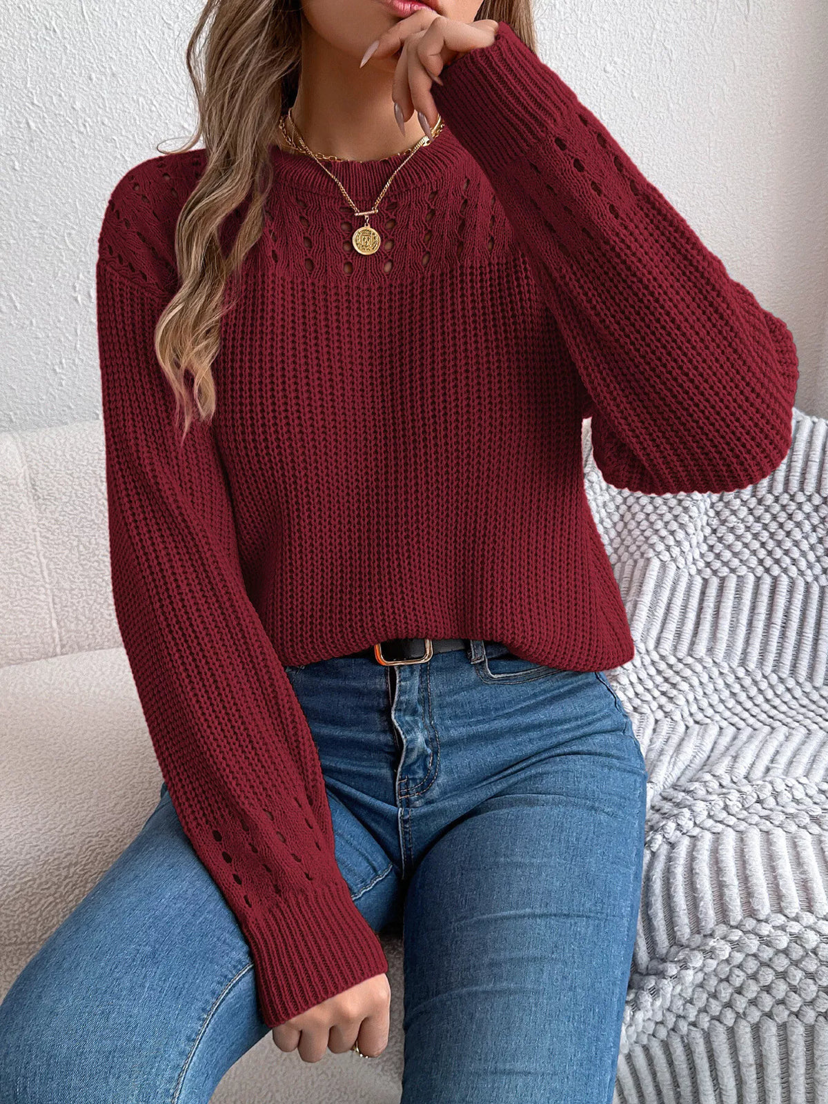 Openwork Cable-Knit Jumper