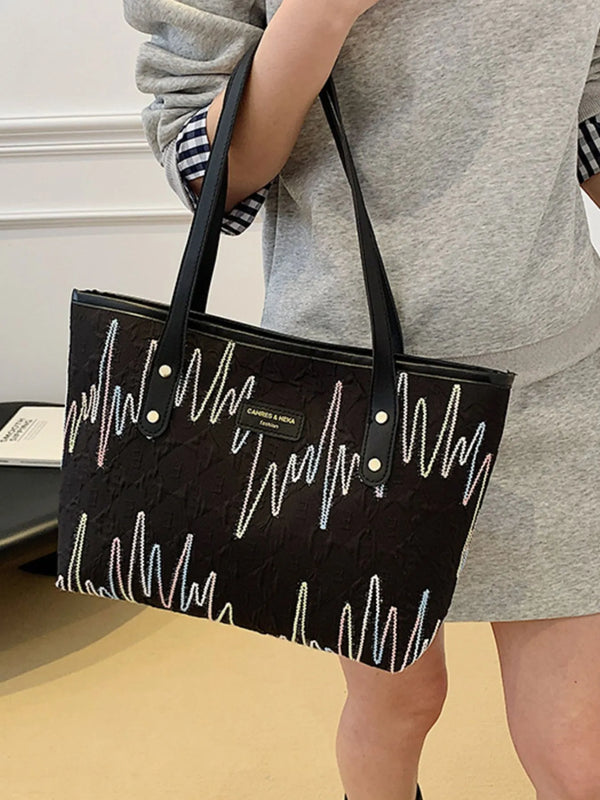 Soundwave Print Faux-Leather Tote