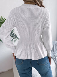 Crew-Neck Cable-Knit Peplum Jumper