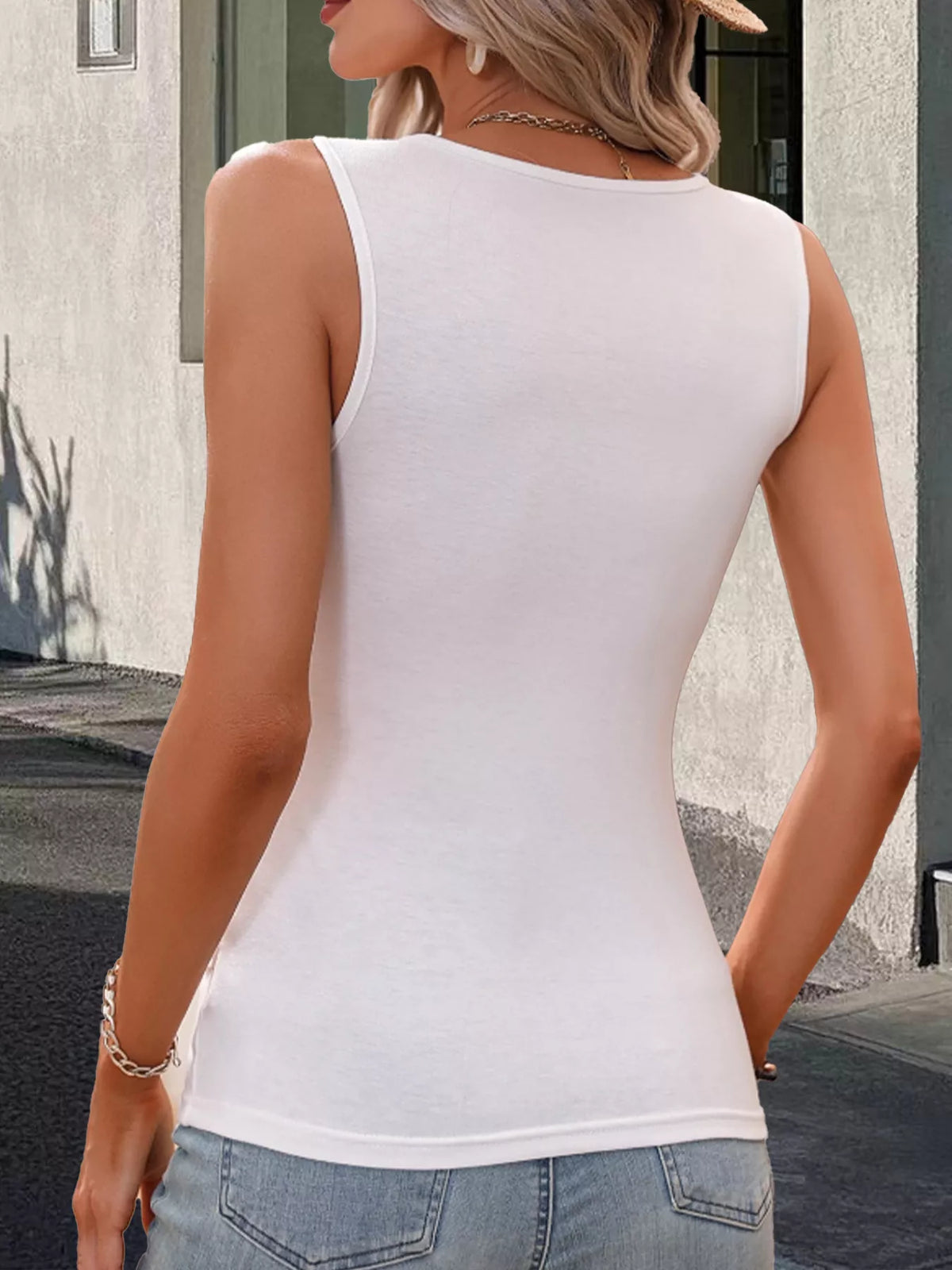 Wrap-Front Button Vest Top