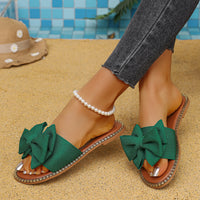 Pearl Bow Slider Sandals