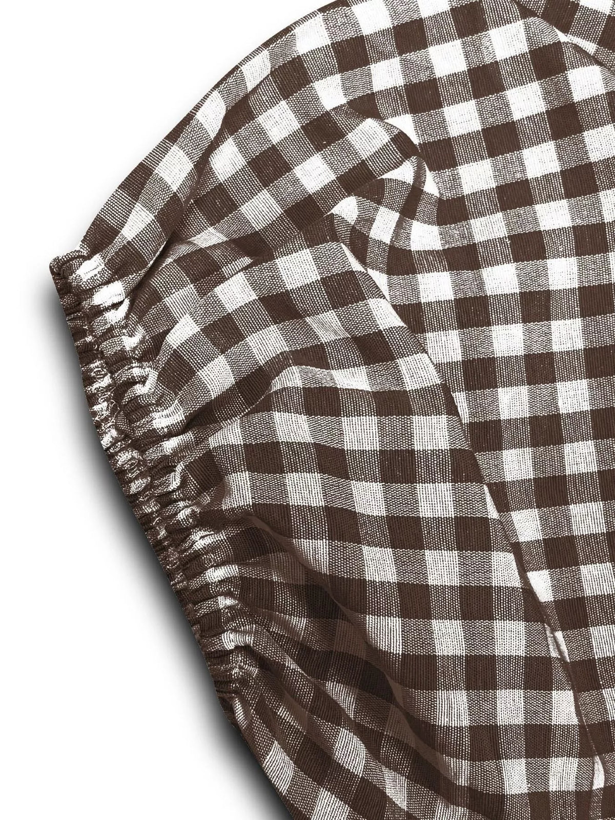 Gingham Smocked Puff-Sleeve Midi Dress