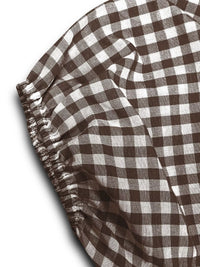 Gingham Smocked Puff-Sleeve Midi Dress