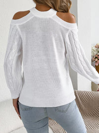 Cold-Shoulder Cable-Knit Jumper