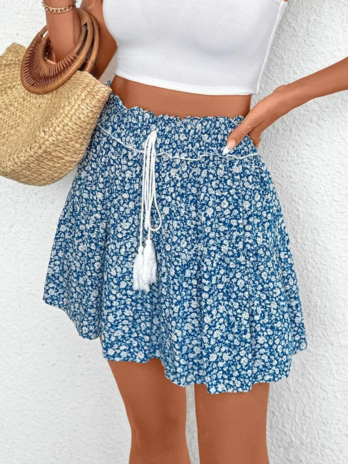 Bluebell Tassel Frill Mini Skirt