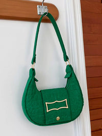 Croc-Effect Baguette Shoulder Bag