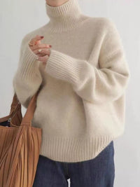 Ribbed Roll-Neck Drop-Shoulder Jumper