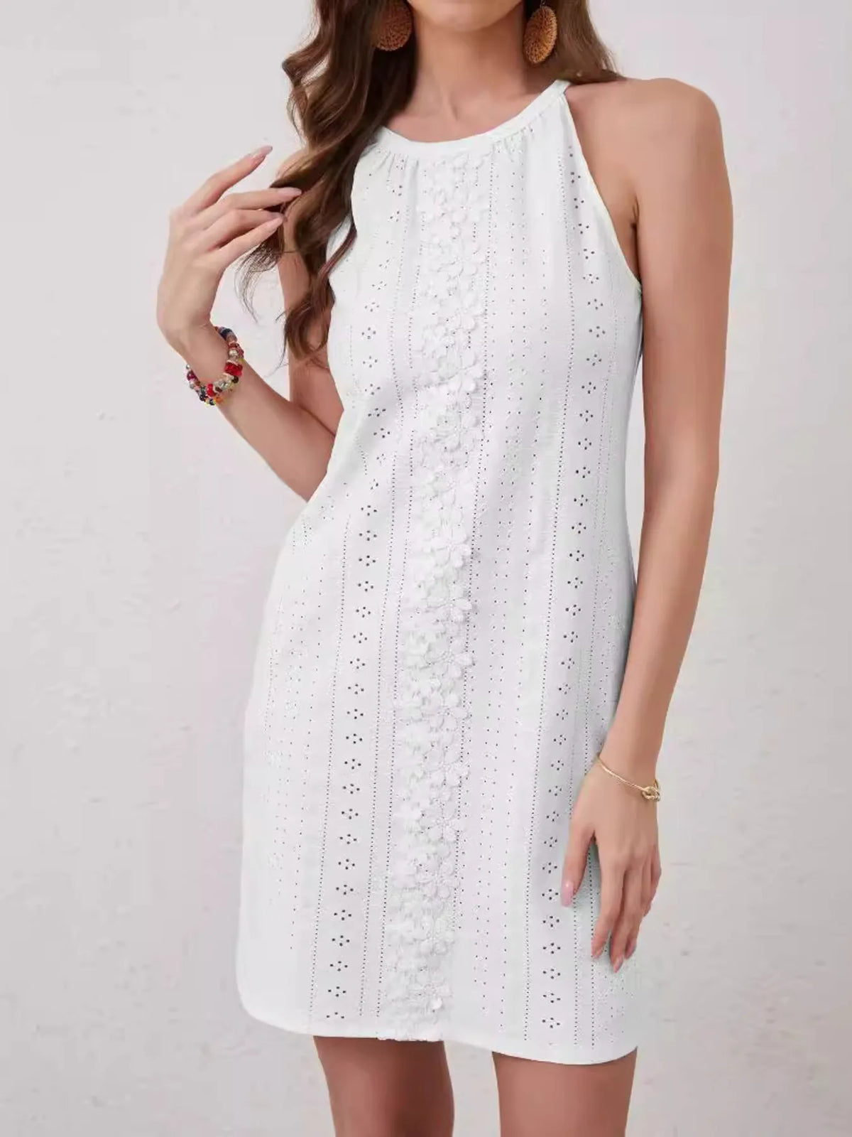 Broderie Anglaise Sleeveless Mini Dress