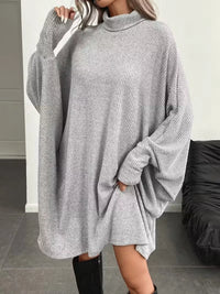 Oversized Ribbed Roll-Neck Jumper Dress