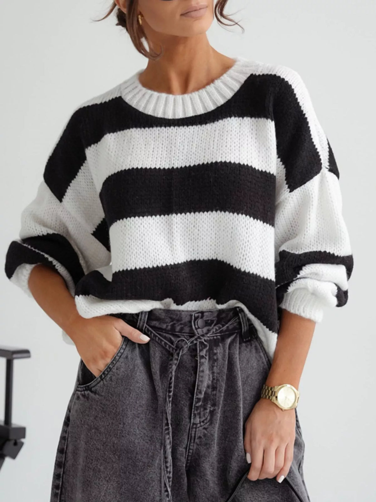 Bold Stripe Drop-Shoulder Jumper