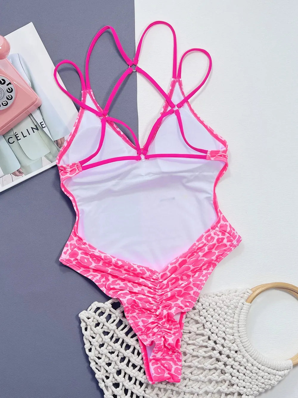 Pink Leopard Plunge Swimsuit