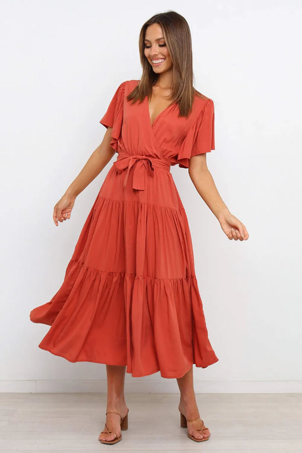 Amalfi Tie-Waist Tiered Midi Dress