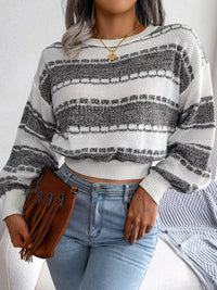 Colour-Block Cropped Knit Jumper