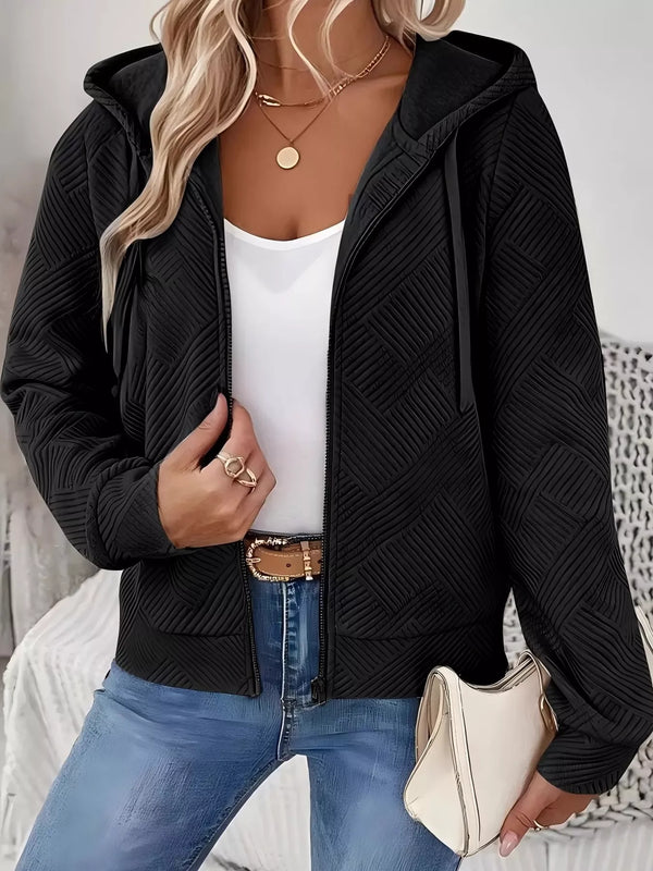 Everyday Textured Zip-Up Hoodie