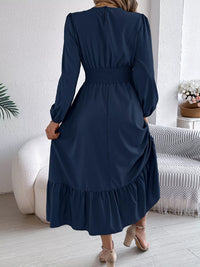 Balloon-Sleeve Tiered Smocked Maxi Dress