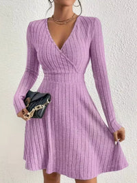 Soft Ribbed Wrap Knit Mini Dress
