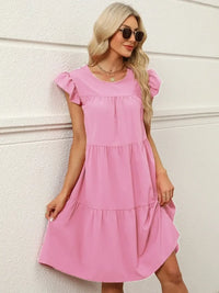 Sweet Tiered Ruffle-Sleeve Mini Dress