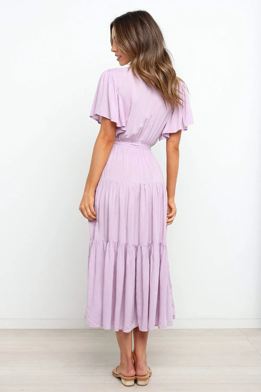 Garden Party Tie-Back Tiered Midi Dress