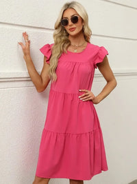 Sweet Tiered Ruffle-Sleeve Mini Dress
