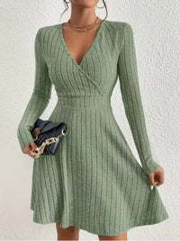 Soft Ribbed Wrap Knit Mini Dress