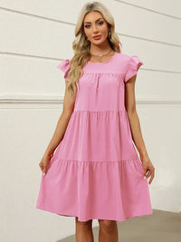 Sweet Tiered Ruffle-Sleeve Mini Dress