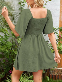 Tie-Front Flutter-Sleeve Beach Dress