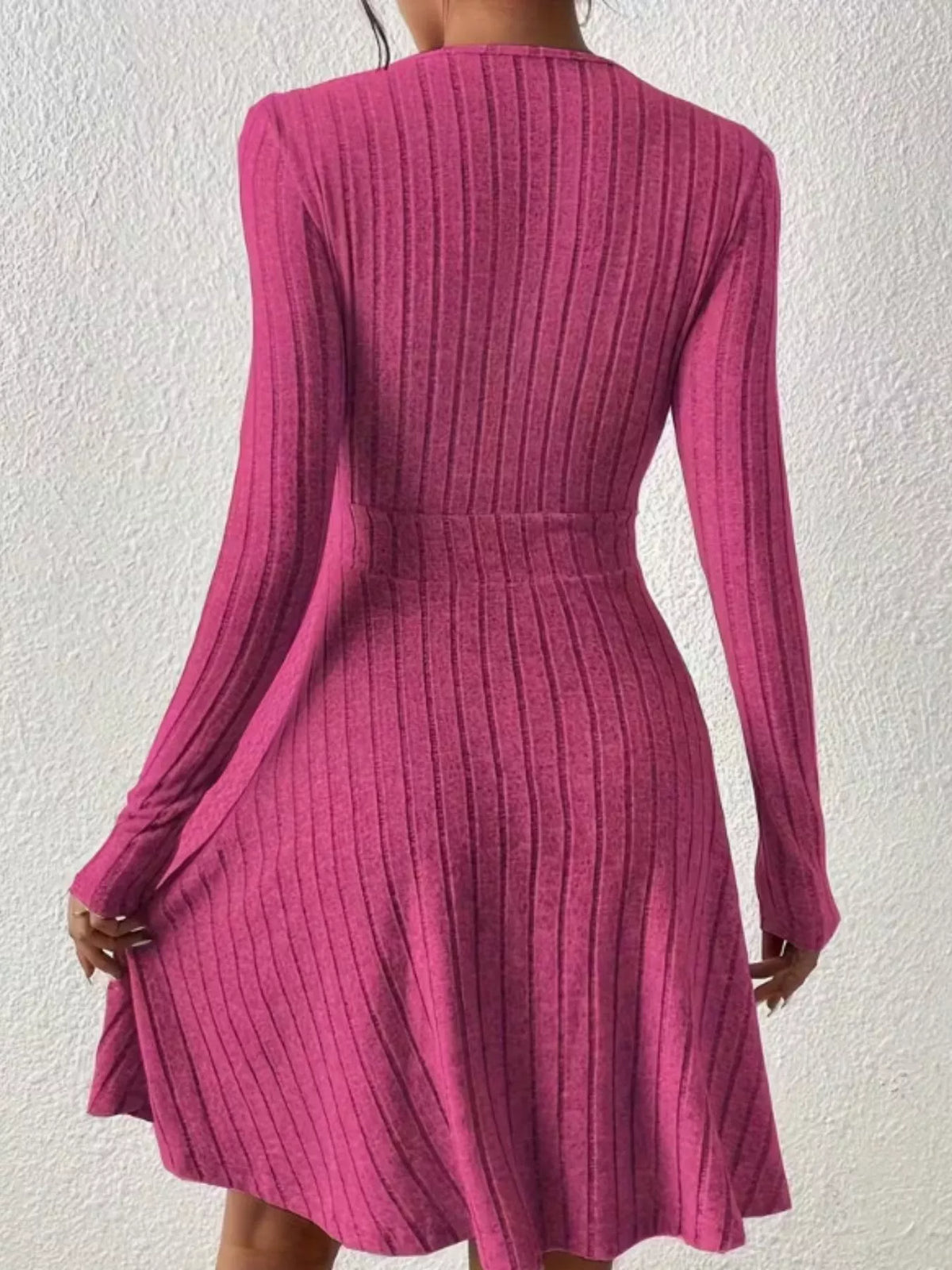 Soft Ribbed Wrap Knit Mini Dress