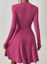 Soft Ribbed Wrap Knit Mini Dress