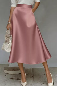 Liquid Satin A-Line Midi Skirt