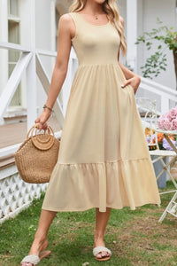 Buttercream Wide-Strap Tank Midi Dress