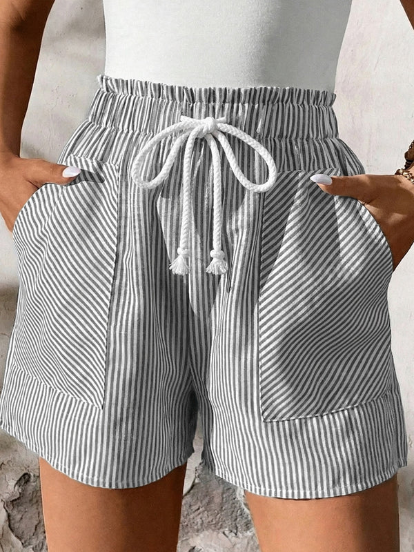 Pinstripe Drawstring Lounge Shorts