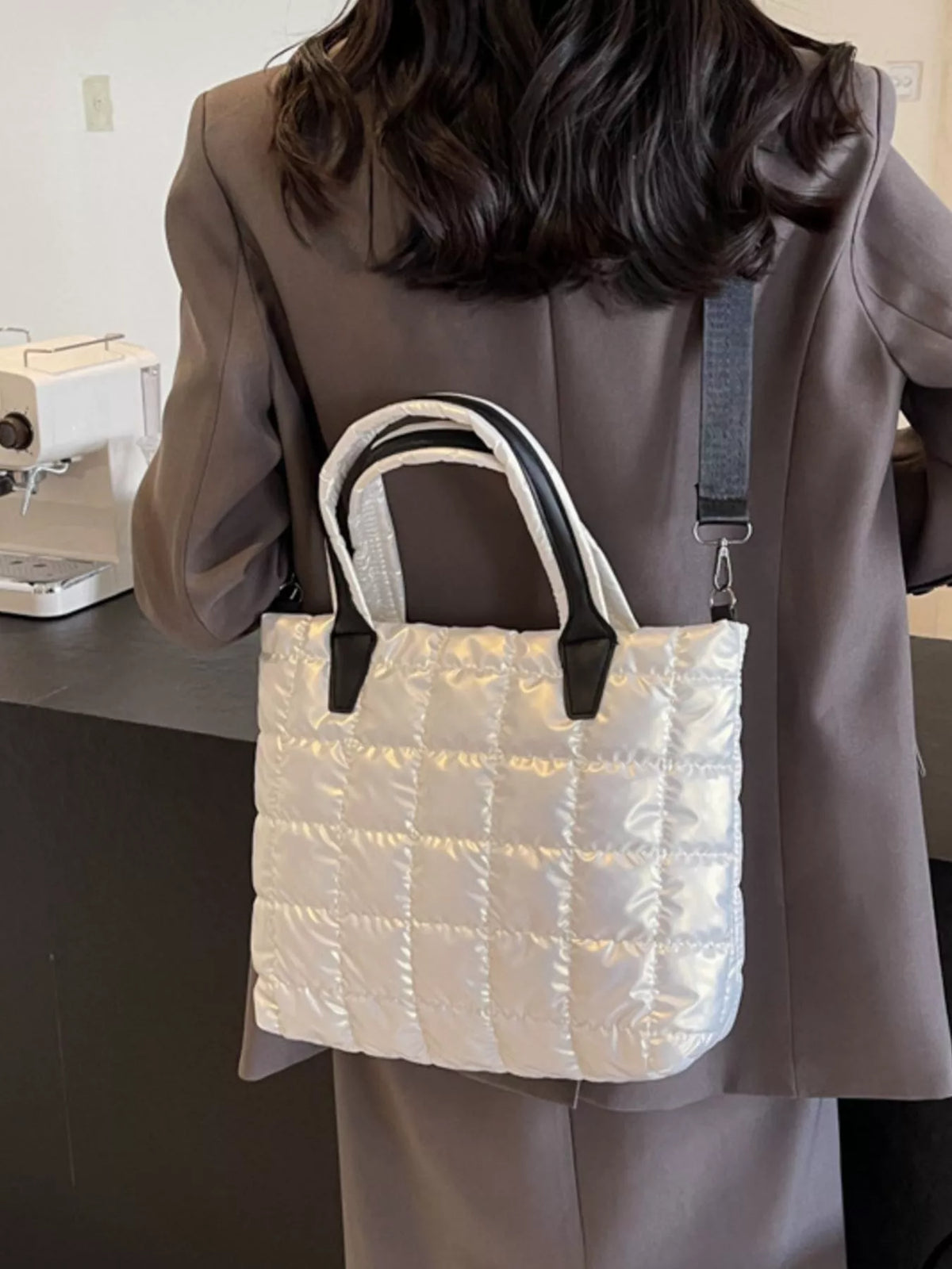 Quilted Bubble Crossbody Tote