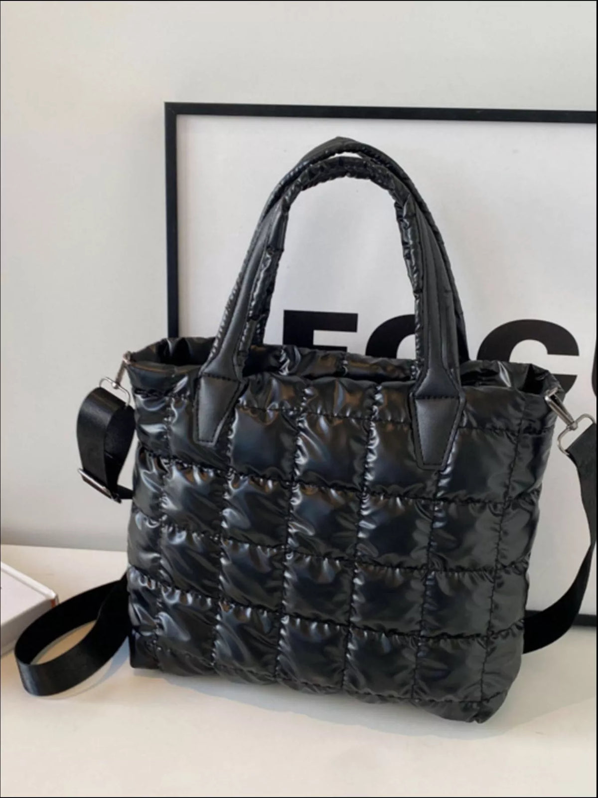 Quilted Bubble Crossbody Tote