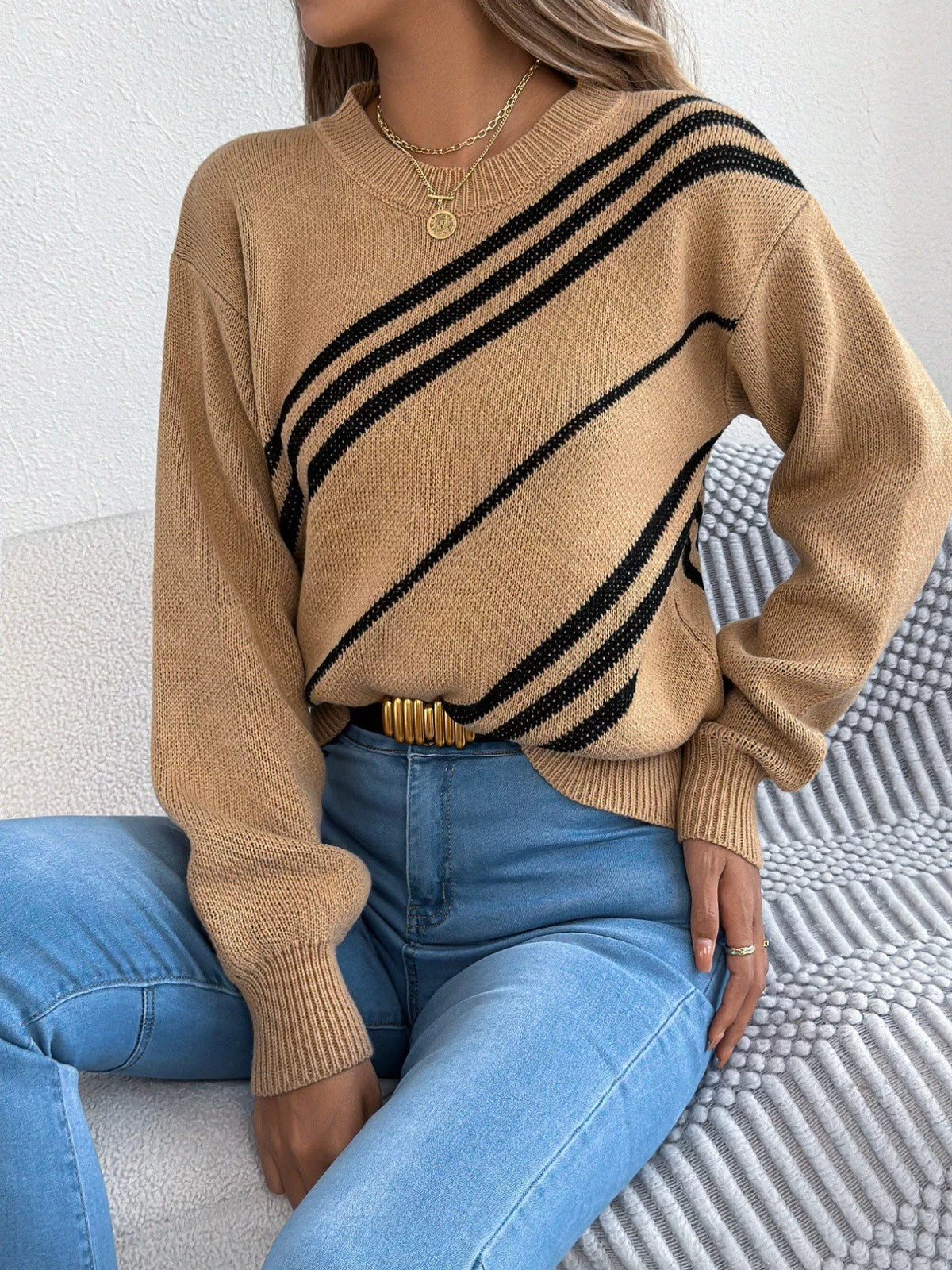 Relaxed Striped Crew-Neck Jumper