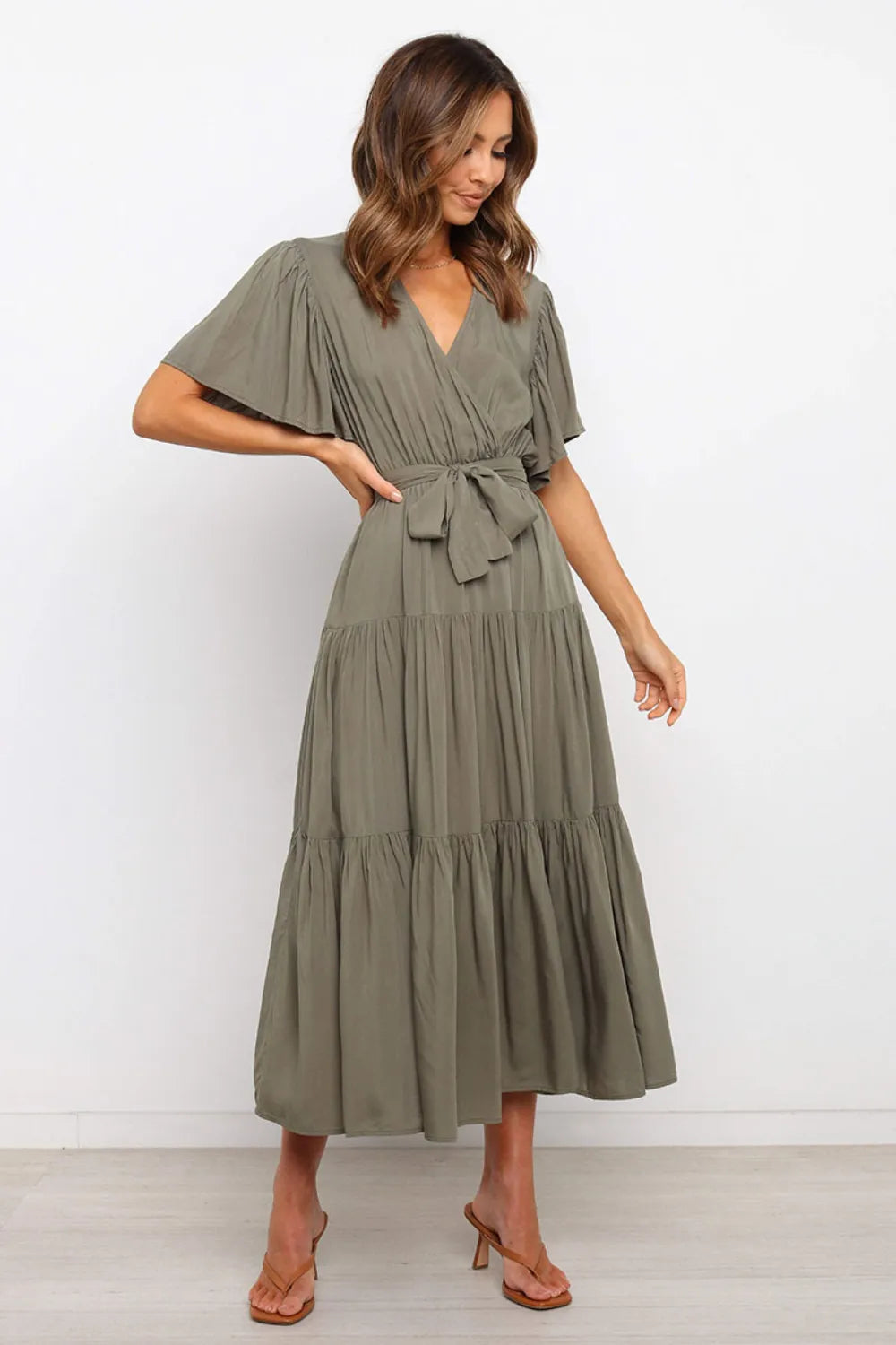 Amalfi Tie-Waist Tiered Midi Dress