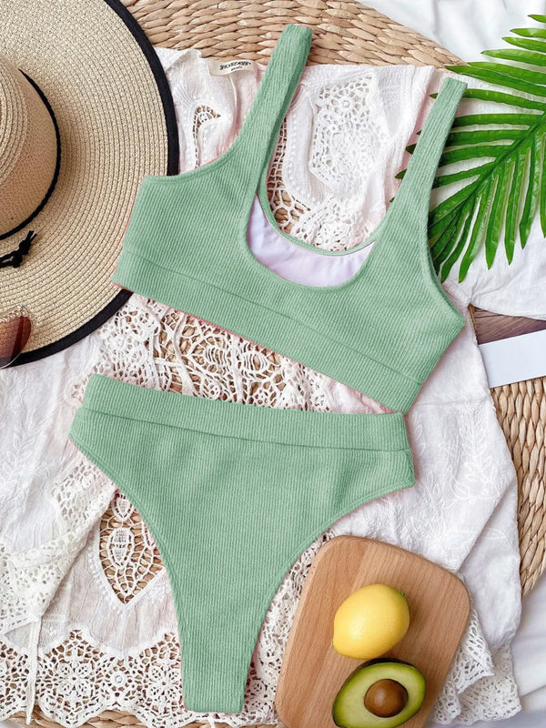 Sage Scoop-Neck Two-Piece Swim Set