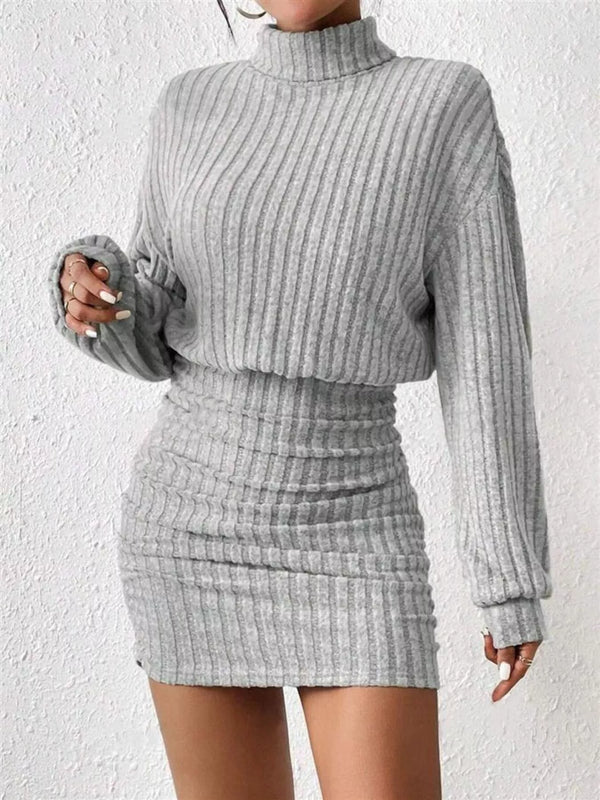 Cosy Knit Roll-Neck Bodycon Mini