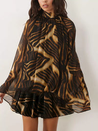 Tie-Back Flared-Sleeve Mini Dress