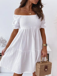 Bardot Smocked Off-Shoulder Mini Dress