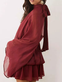 Tie-Back Flared-Sleeve Mini Dress