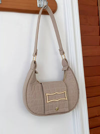Croc-Effect Baguette Shoulder Bag