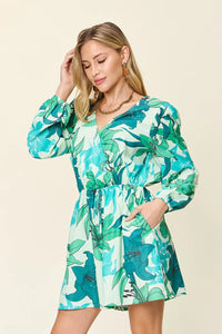 Blue Bloom Long-Sleeve Playsuit