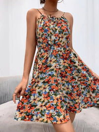 Midnight Bloom Strappy Summer Mini Dress