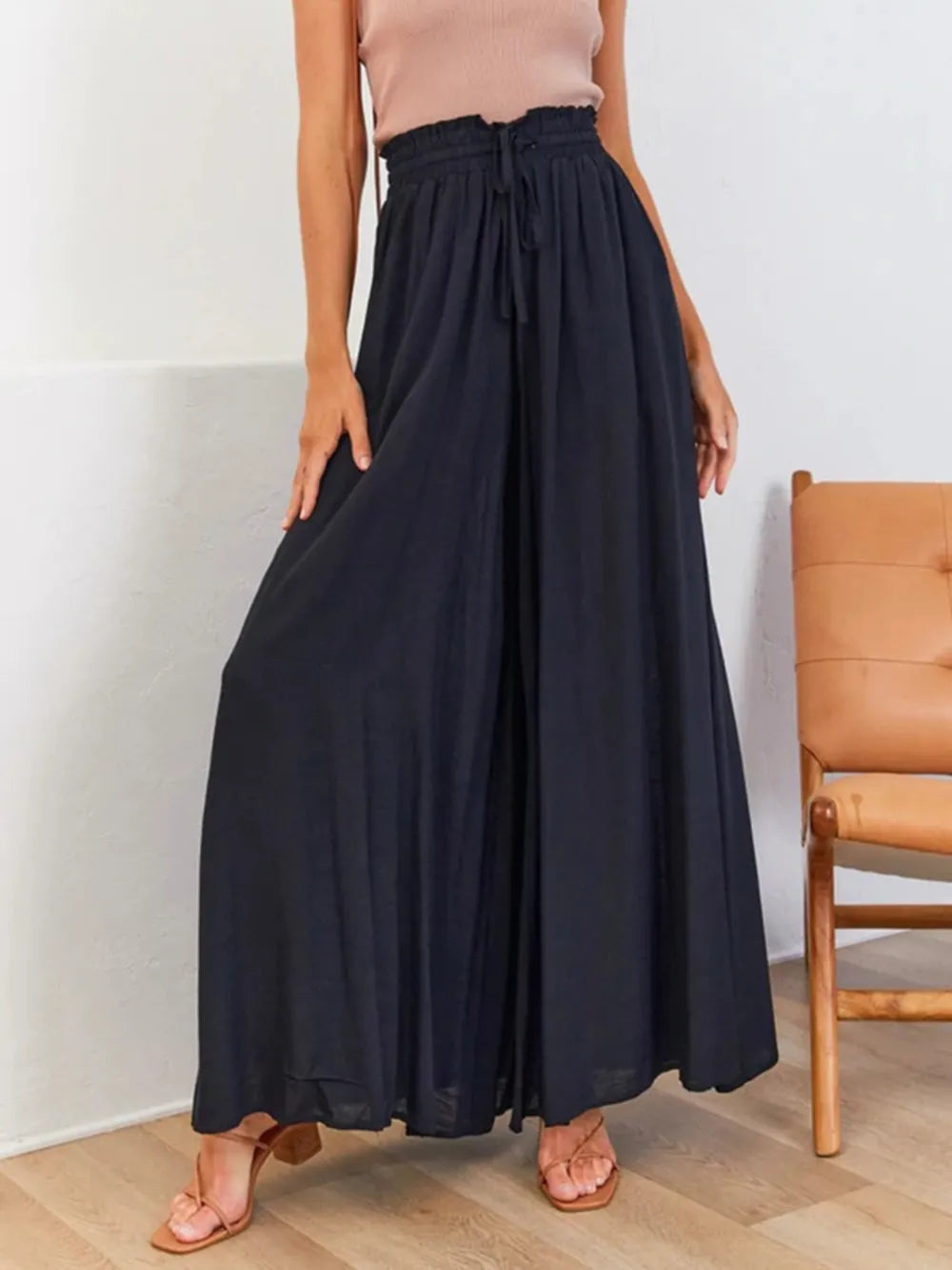 Terracotta High-Waist Palazzo Trousers