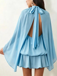 Tie-Back Flared-Sleeve Mini Dress