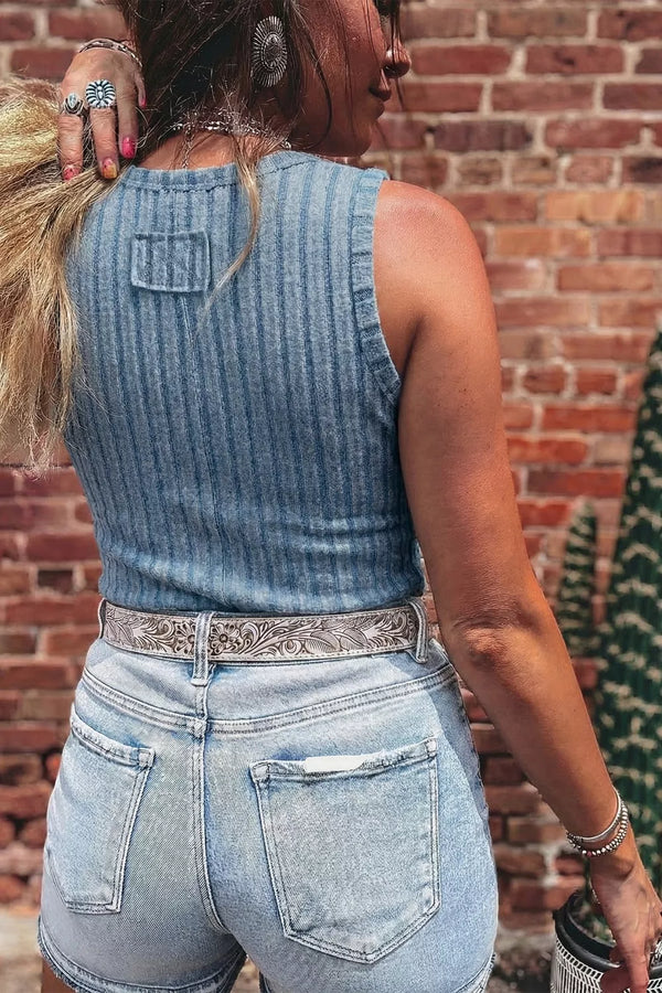 Mineral-Wash Ribbed Vest Top