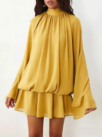 Tie-Back Flared-Sleeve Mini Dress