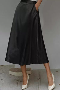 Liquid Satin A-Line Midi Skirt