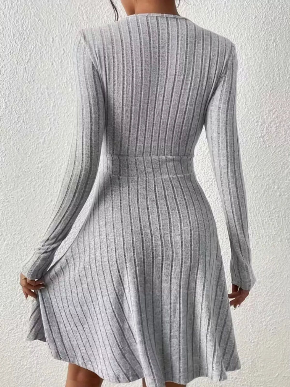 Soft Ribbed Wrap Knit Mini Dress